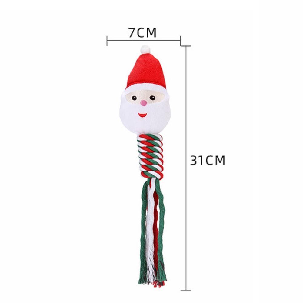 

Christmas Small Dog Toy Chew Plush Puppy Cat Gift Tassel Rope Pet Toy Santa Claus Snowflake Christmas Tree