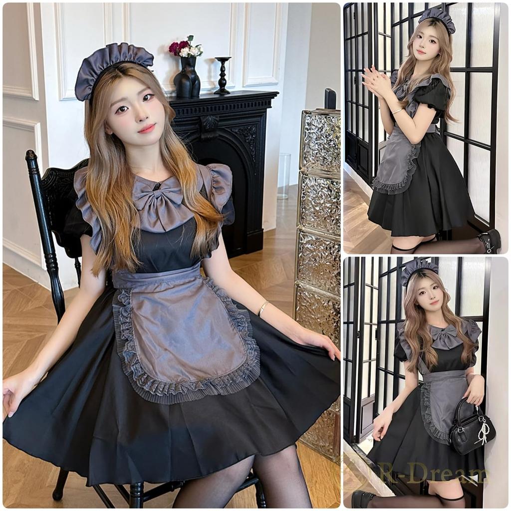 Maid Cosplay Halloween Costume for Jiangshi Gothic Lolita R-Dream Western-style Ghost/Zombie Costume, Gray, Adults, Women's, Cute, Gothic, Horror,