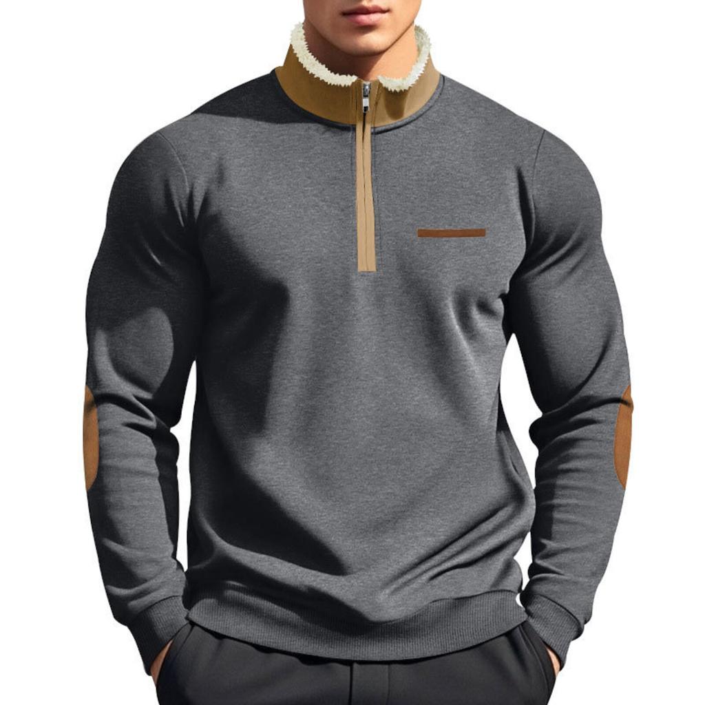Men's Half Zip Stand Up Collar Warm Outdoor Sports And Leisure Hoodie