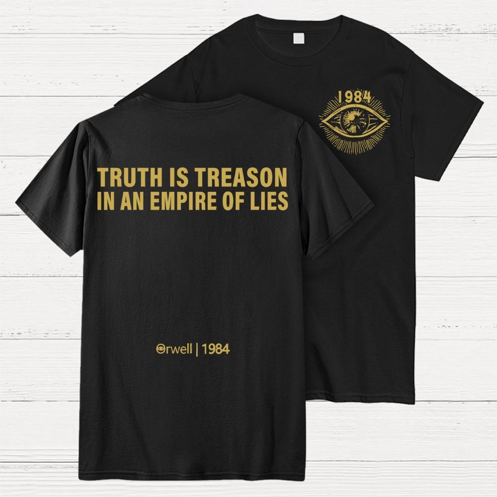 Orwell 1984 Impression Avant et Arrière Coton Été Décontracté Cool Lâche T-shirt