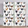 2 Pieces - Colorful Rooster and Hen Pattern Printed Curtains   Window Decorations   Home Decorations   Room Decorations