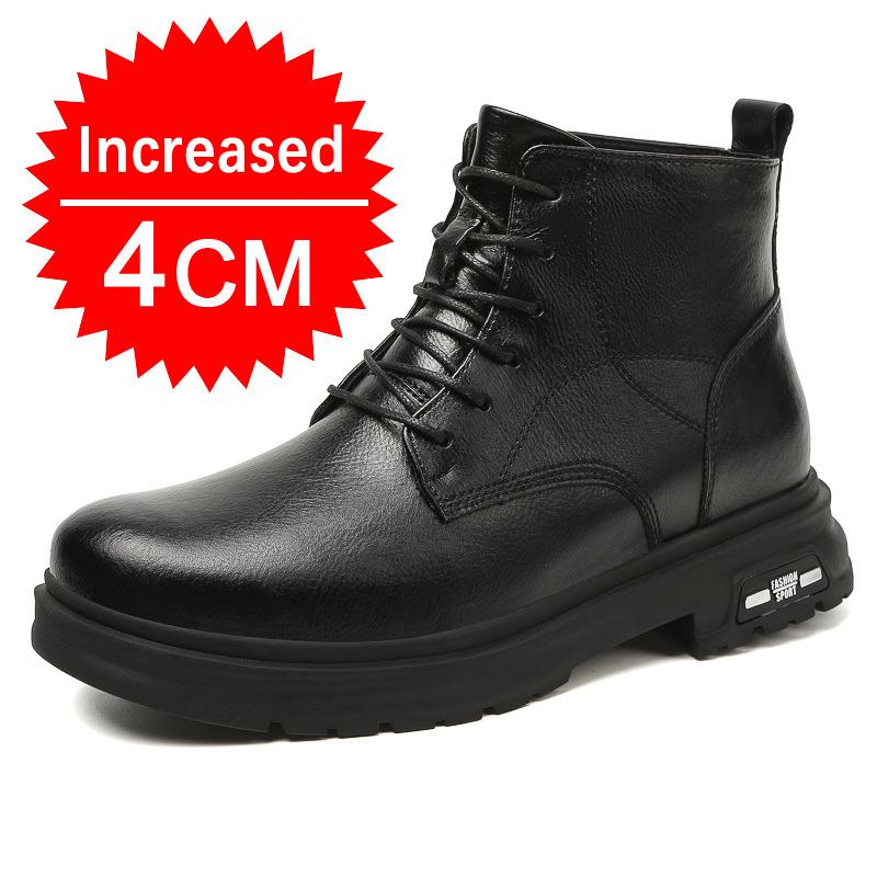 Fashion Men Formal Genuine Leather Casual Shoes Men's Sneakers Comfortable Platform Male Footwear Invisible Height Increase Insole 4-8CM