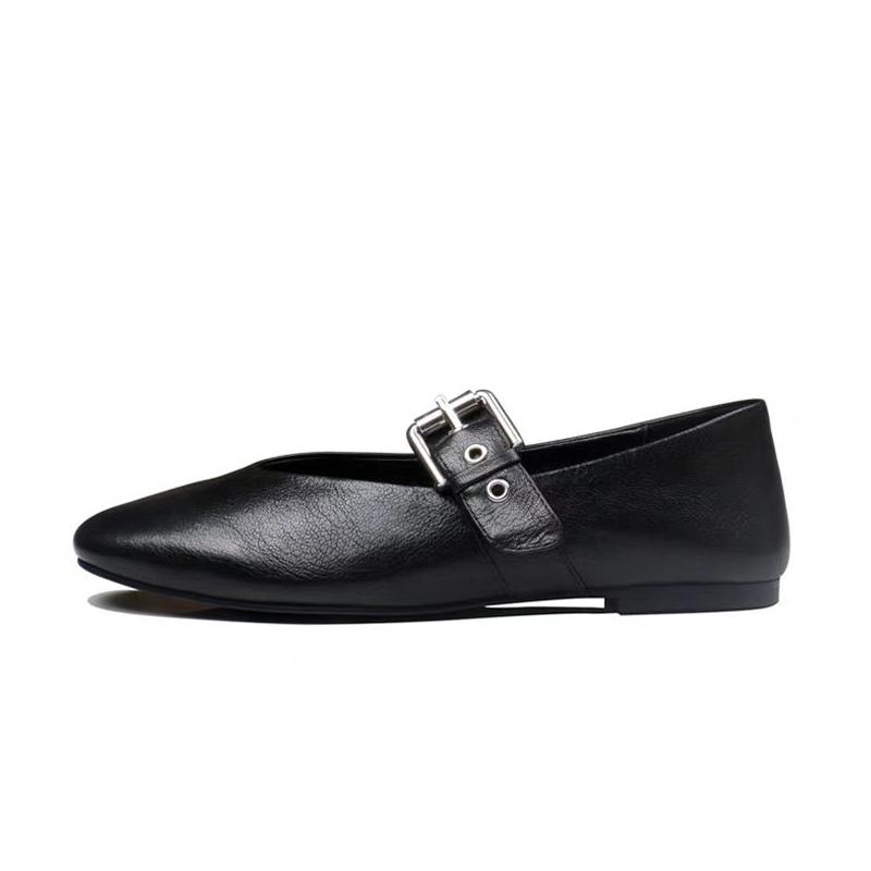 Fashion 2025 Spring New Horsehair Mary Jane Flats Shoes Woman Buckles Round Toe Pumps Loafers Casual Daily Flats Shoes Mary Jane Shoes