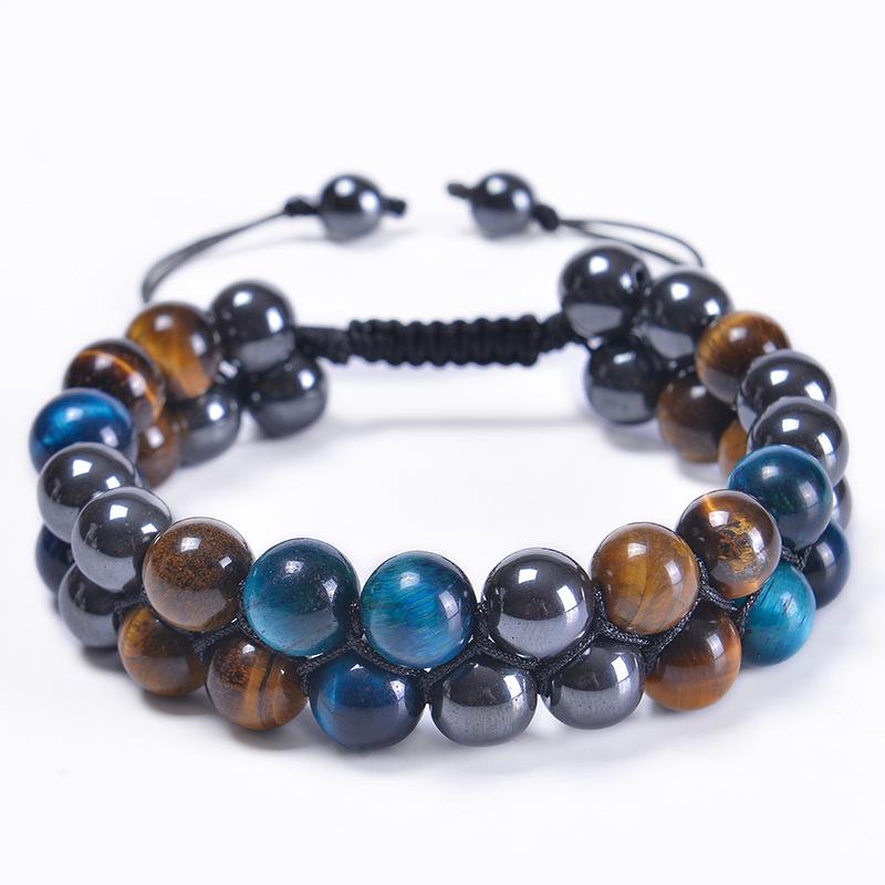 

JYL TS Bracelet Couple s 3-Piece Set Elastic Versatile Strengthens Bond Sky Blue Tiger Eye Yellow Tiger Eye Black Magnet серый