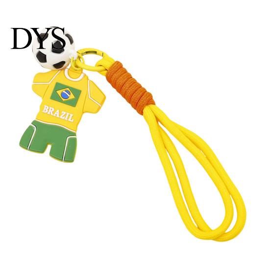 National Team Keychain Pendant, Thick Braided Rope Mini Football Soft Rubber Jersey Charm Key Holder, Argentina Brazil Germany Colors Fan Gift
