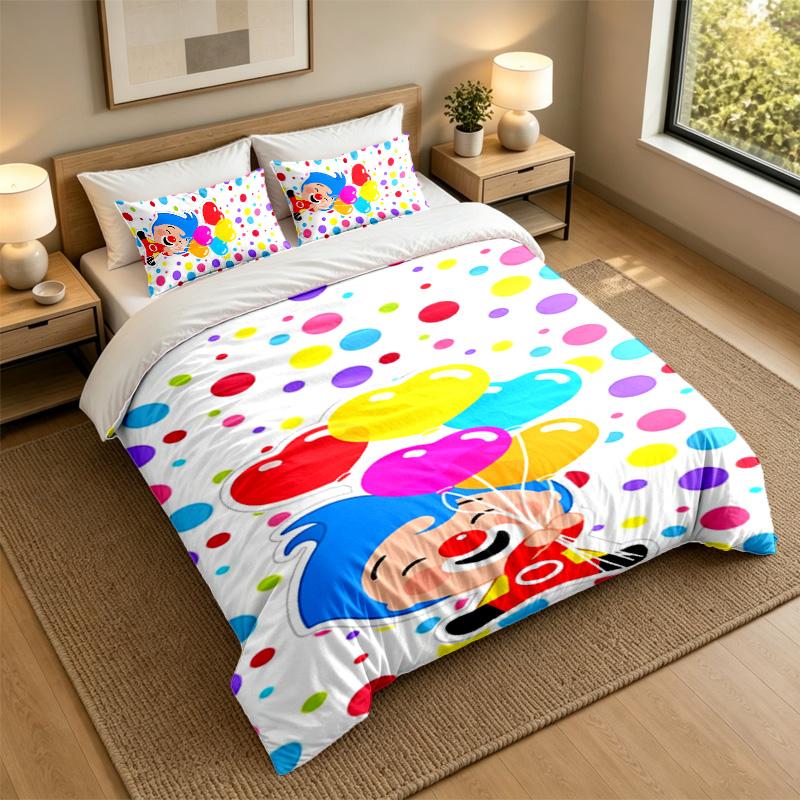 Soft Bedding Set El Payaso Plim Plim Pattern, 1 Duvet Cover plus 2 Pillowcases Stylish Bedroom Home Textile