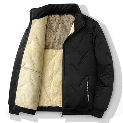 Giacca in cotone per uomo in autunno e inverno, con lana spessa e lana di agnello. Giacca in cotone con collo alto di grandi dimensioni