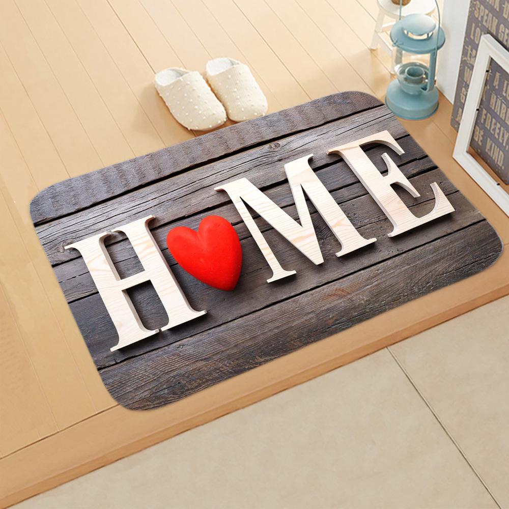 Letter Print Doormats Rectangle Non-Slip Flannel Door Mat Bedroom Kitchen Entrance Floor Mat Doormats 2021 Door Mat Balcony Mats