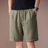 Hochwertige amerikanische Retro-Kontrastfarbe vertikale Streifen Leinen-Baumwollmischung lässige Shorts Herren Sommer dünn trendige Fünf-Punkt-Hose