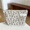 Travel Zipper Makeup Bag with Bow Pattern Large Capacity Storage Bag Corduroy Toiletry Bag Outdoor