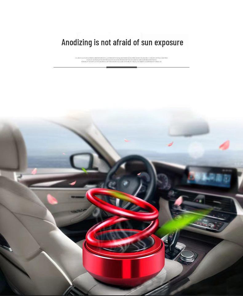 Solar-Powered Rotating Car Perfume with Double Ring Design