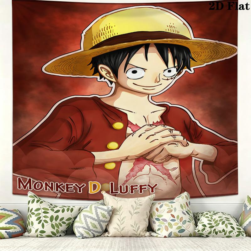 One Piece Monkey D Luffy Vægtæppe Æstetisk Vægophæng Trykt Stof Tæppe Dekorative Vægtæpper Til Soveværelse Stue Boligindretning