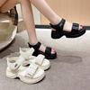 Summer new simple thick-soled light-soled soft-soled word with Velcro sandals women's heightening beach shoes women's shoes
