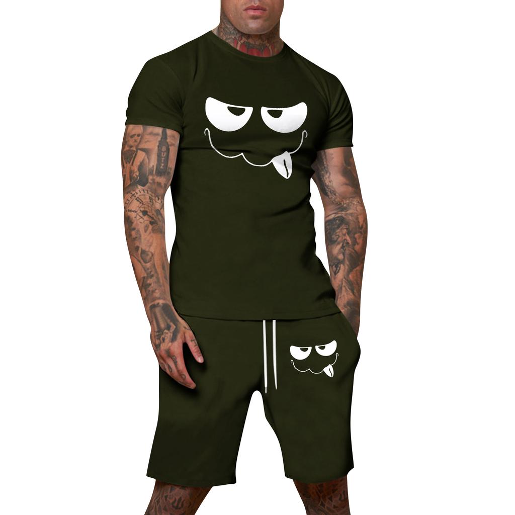 Men's Loose Fit Short Sleeve T Shirt and Shorts Set Casual Two Piece Outfit Comfortable Summer Wear Breathable Fabric Suitable for Outdoor Activities