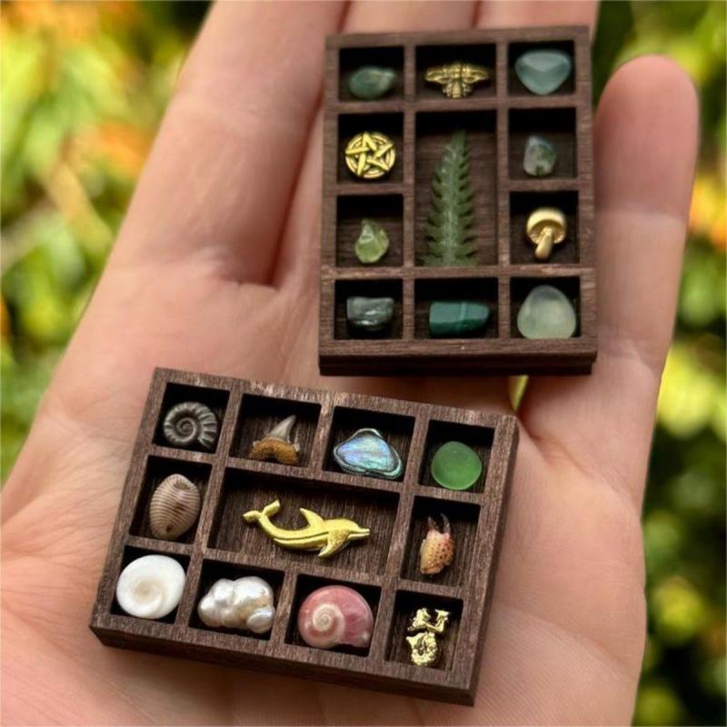 1:12 Dollhouse Miniature Trinket Shelf - Multi-Compartment Wooden Jewelry Display, Ring Storage Tray
