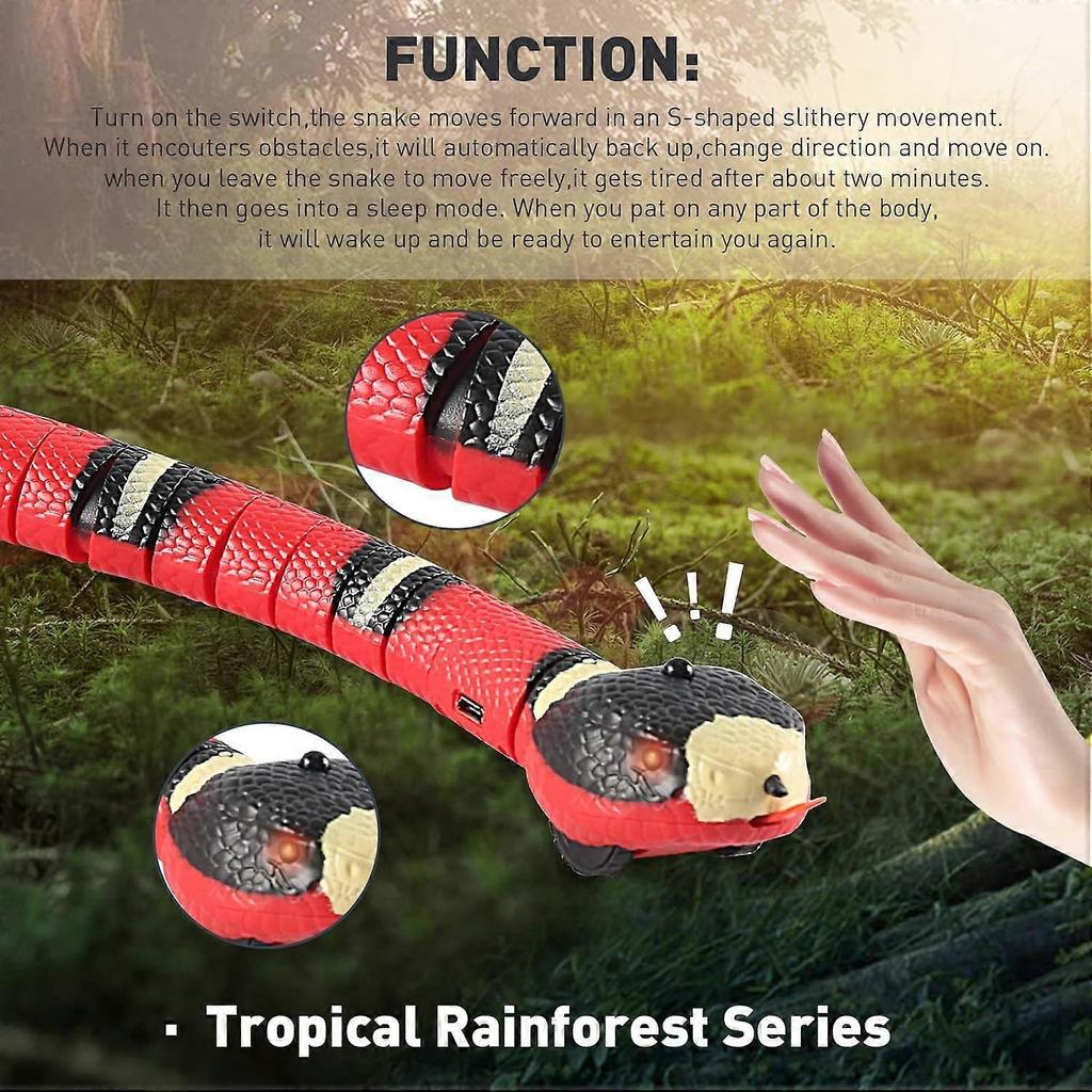 Cat Toys Snake Interactive,Realistic Simulation Smart Sensing Snake Toy,USB Rechargeable,Automatically Sense Obstacles and Escape,Moving Electric Tric