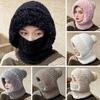 Hat with Flexible Adjustable Face Guard Solid Color Plush Ball Decor Thickened Fleece