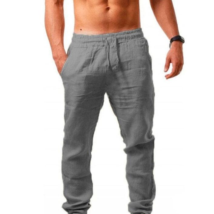 Pantaloni Estivi da Uomo Coreani in Lino Traspiranti Monocolore Comodi Pantaloni Fitness Yoga Jogging Pantaloni della Tuta Streetwear