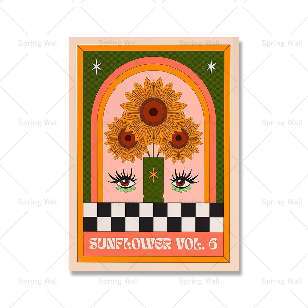 

Тонкая линия Текст Принты подсолнуха Современная живопись на холсте Абстрактные глаза Постер Настенное искусство Картина для гостиной Домашний декор 21x30cm No Framed