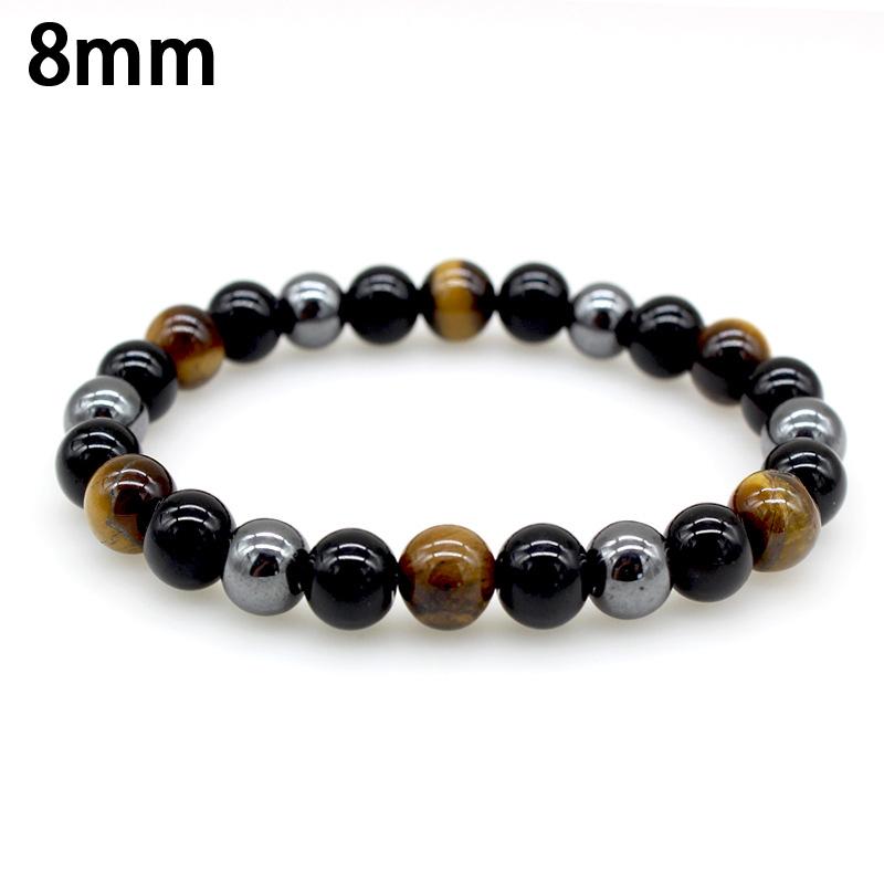 Men'S Stylish Natural Stone Bracelet Vintage Crown Symbol Of Power Hematite Beads Gift For Friends Natural Tiger Eye Beads