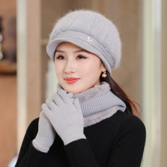 

Женская шапка, шарф, зимняя утолщенная шерстяная шапка с флисовой подкладкой, термозащита от холода Hat + Scarf