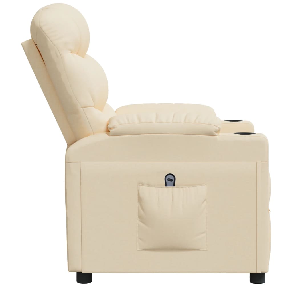 Electric Recliner Chair Cream Fabric