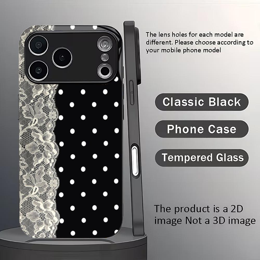 White Lace & Polka Dot phone case mobile phones for iphone 17 pro max cover Glass for iPhone 17 16 15 14 13 12 11pm Pro Plus