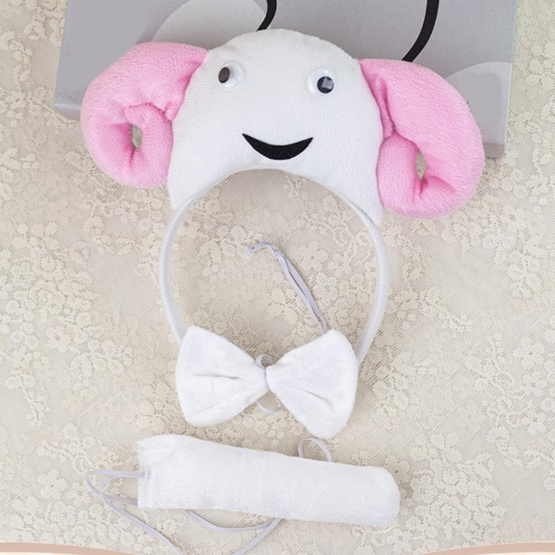 Sheep Costume Set Sheep Ear Headbands Tail Bows Tutus Skirt Animal Cosplay Costume for Halloween Christmas Party