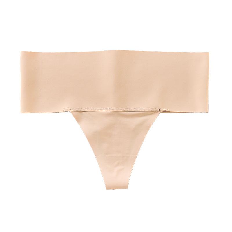 

Женское нижнее белье бикини, простые бесшовные трусики со средней посадкой из ледяного шелка, дышащие стринги с расширенной талией, подкладка из чистого хлопка XL