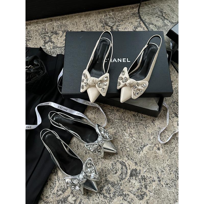 Dámské boty Jarní novinka Motýlí uzel Dámské boty s řetízkovým podpatkem Sexy šaty Tenký podpatek Špičatá špička Dámské vysoké podpatky Dámské