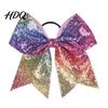 Haargummis für Gymnastik Pailletten Schleifen Elastisches Band Groß Cheerleading Festival Dekorationen Band Pferdeschwanzhalter Glitzer Scrunchies Damen Mädchen Teenager