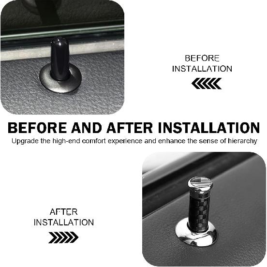 4PCS Car Door Lock Knobs, American Flag Lift Bolt Auto Inner Door Pull Pins, Carbon Fiber Decorative Door Lock Pull Pin Cap, Universal Car Interior