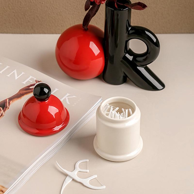 Cute Toothpick Box Creative Ceramic Storage Box Decoration Modern Decor Household Floss Cotton Sticks Toothpick Organizer Gift