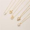 18k Gold Double Heart Copper Necklace with Zirconia and Diamonds