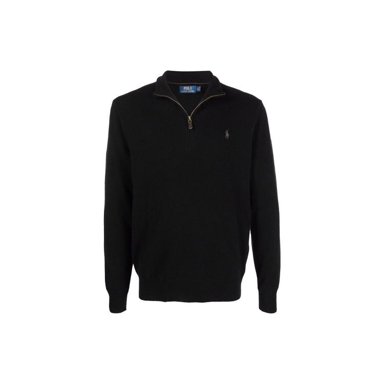 

Polo Ralph Lauren FW21 Свитер с вышивкой логотипа на молнии до половины Мужской свитер Черный 710723053-010 XXL