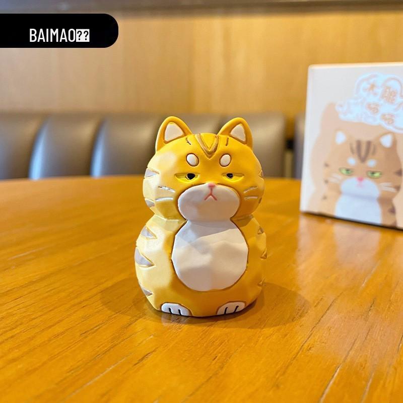Модный мультяшный кот, смоляное украшение: Стиль резьбы по дереву для дома и автомобиля Boxed
