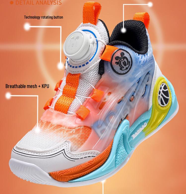 Bobodou Kids' Luminous Running and Basketball Shoes with Rotating Button