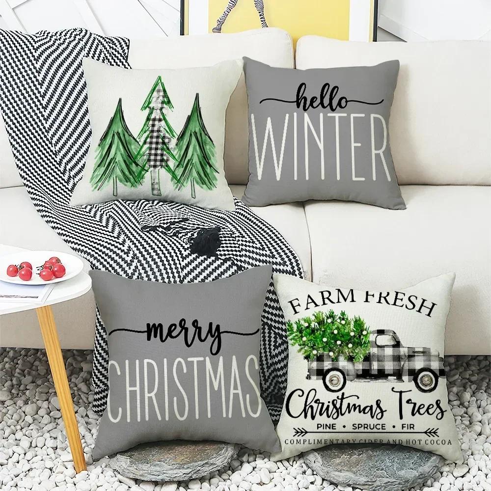 Christmas Decor Pillowcase 35/40/45Cm Holiday Farmhouse Home Decorative Cushion Cover Cute Dwarfs Reindeer 3D Print Pillow Cover