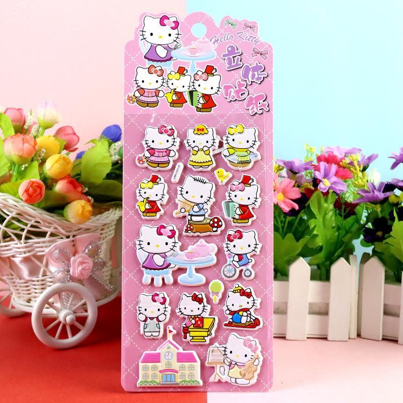 4Pcs Hello Kitty DIY Notebook Album Diary Handbook Decoration Scrapbook Planner 3D Bubble Stickers  For School Student Stationer