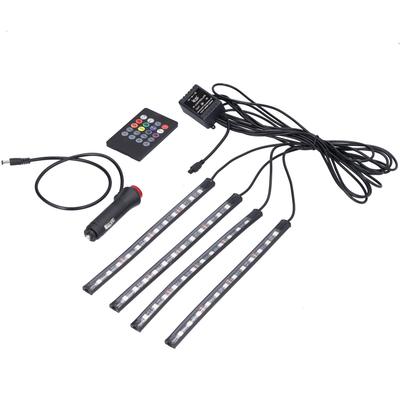 Interior Car Light Color Remote Music Control RGB Light Source IP65 Waterproof 48 LEDs Plug and