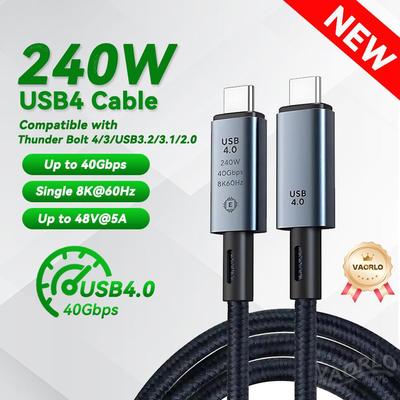 Szybko ładujący kabel USB C do USB C 240W, 100 cm, pleciony, z obsługą wideo 8K i prędkością 40 Gb/s, do iPhone 15 Pro/Max Samsung Galaxy S22/23