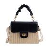New pleated straw bag pastoral shoulder bag trendy fashion small square bag messenger bag
