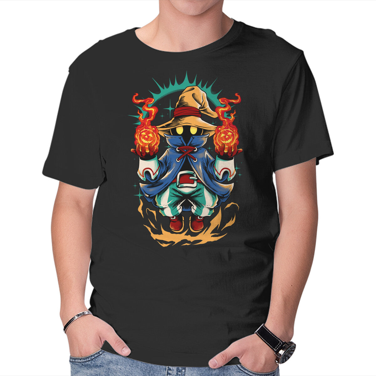 Unisex Crew Neck T-Shirt Darkness Mage Graphic Short Sleeve Casual Tee XXL