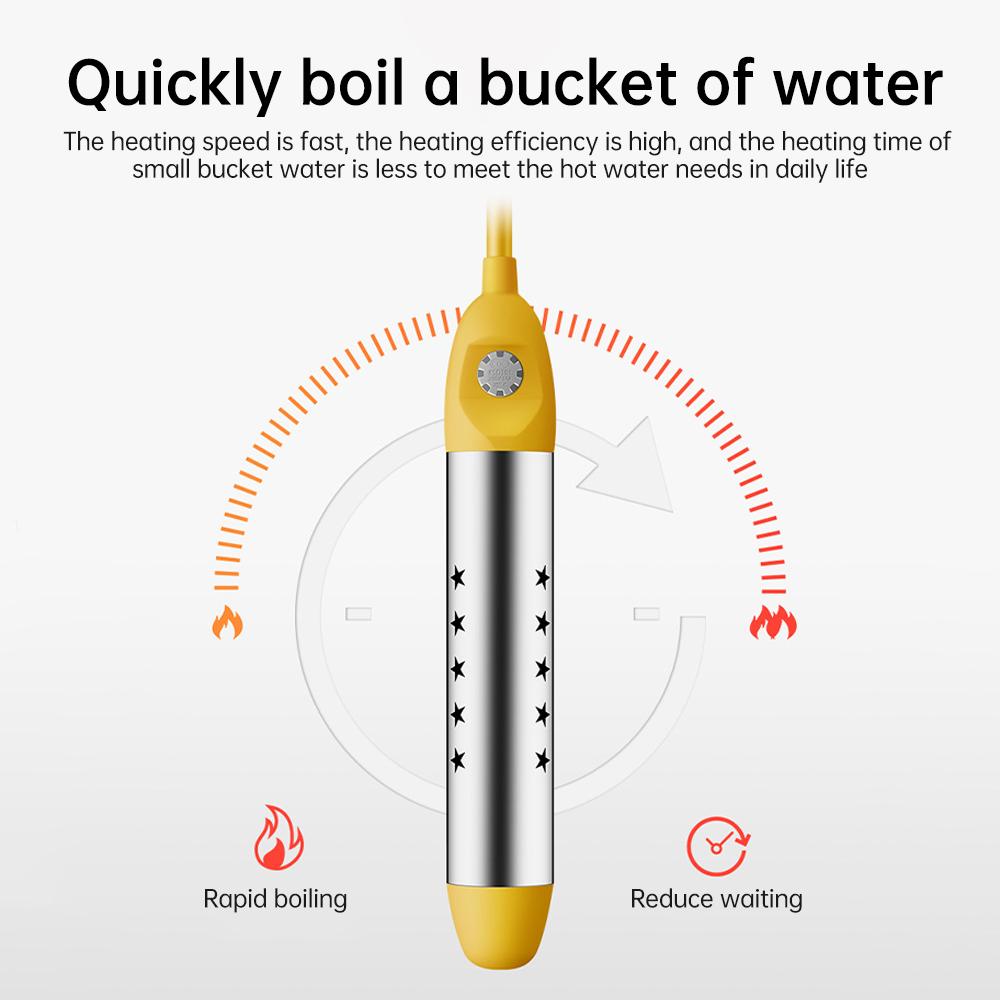 2500W Tankless Water Heater Electric with Auto Off Anti Scald Stainless Steel Protective Guard Indicator Light Portable