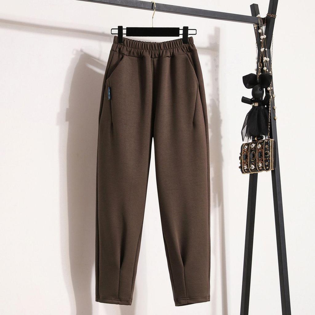 Women's High Waist Loose Cotton-Fleece Carrot Pants - Winter Casual Harem Style