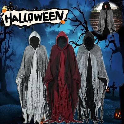 Halloween Geist Dementoren Cosplay Kostüm Gothic Horror Zombie Tattered Kapuzenumhänge Tag der Toten Party Requisiten Umhänge