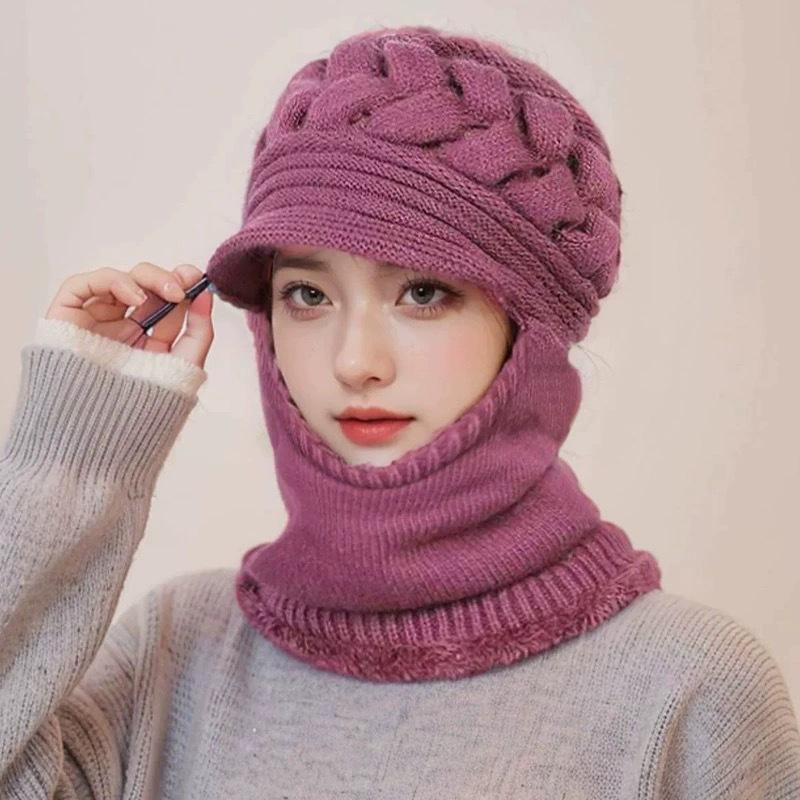 Hat Men's Winter Windproof, Cold-proof and Warm Wool Knitted Hat Super Thick Thickened Piled Headhat Big Head Circumference