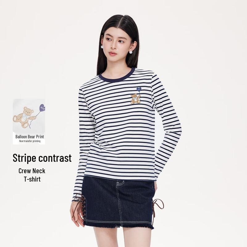 FivePlus Women s Autumn/Winter Striped Long Sleeve T-Shirt S
