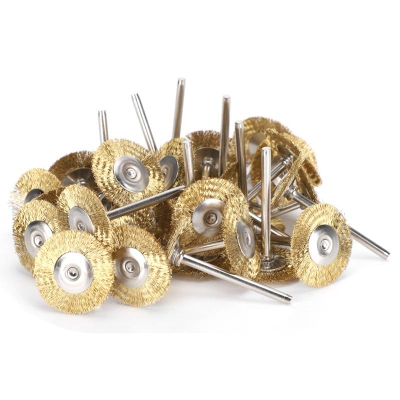30Pcs Brush Wheel Flat Mini Wood Carving Rust/Corrosion/Paint Removal Polishing ToolsBrass Wire