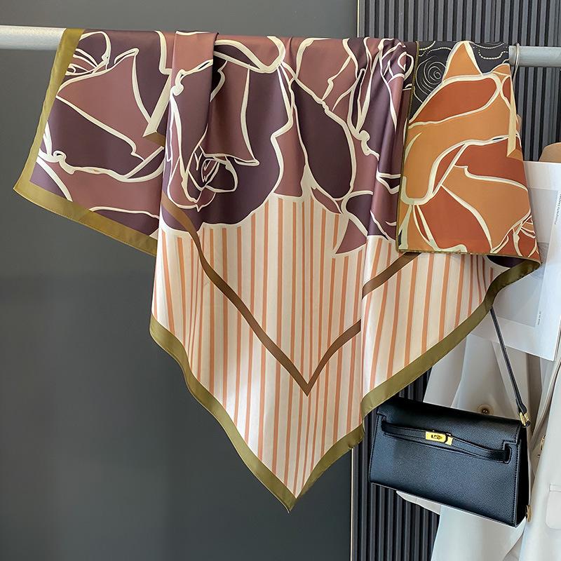 Camellia New Style for Women  Scarf  Scarf  Travel Shawl  Double-sided Printing  Fashionable  Age-reducing  Spring  Autumn  Summer  Universal
